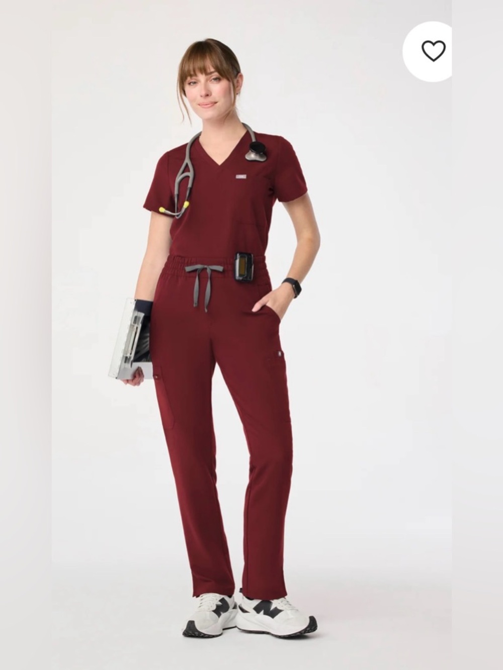 FIGS High Waisted Dowa Scrub Pants Burgundy Size Small